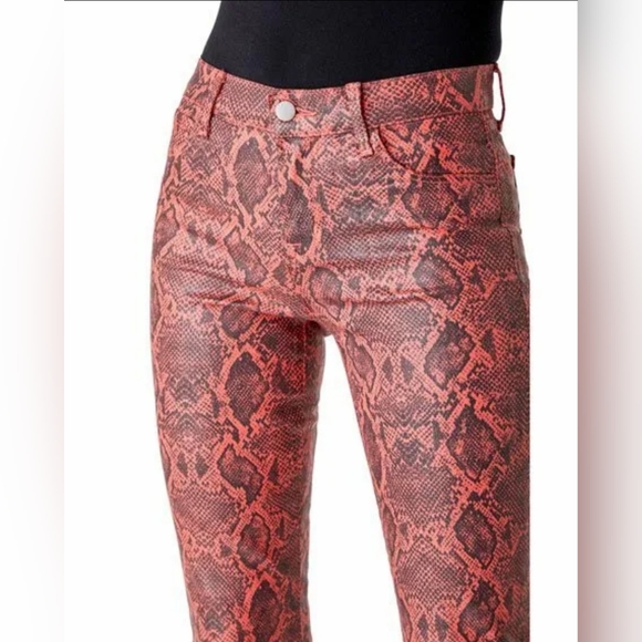 J Brand Selena Snakeskin Print Crop Bootcut Jeans Coated Kalani Boa Size 29 - Picture 9 of 12